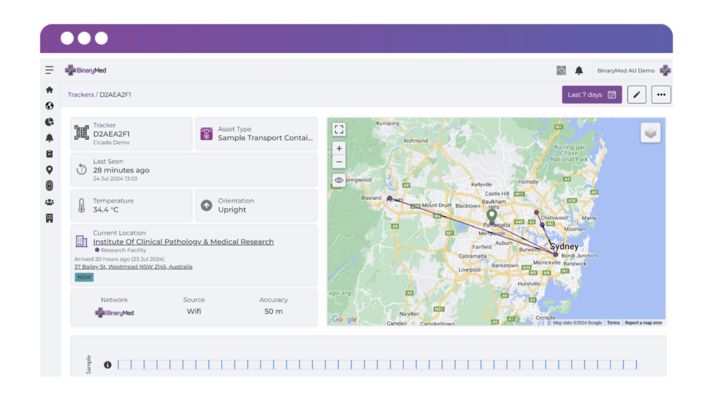 real time specimen tracking and monitoring web platform